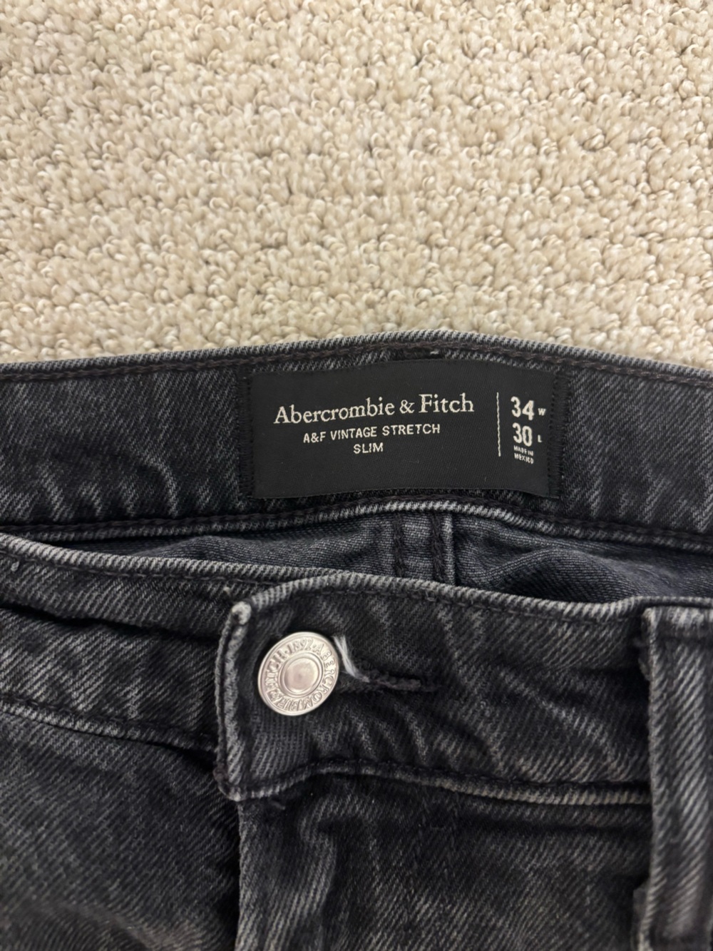 Abercrombie & Fitch Men’s Slim Vintage Stretch Jeans - Washed Black